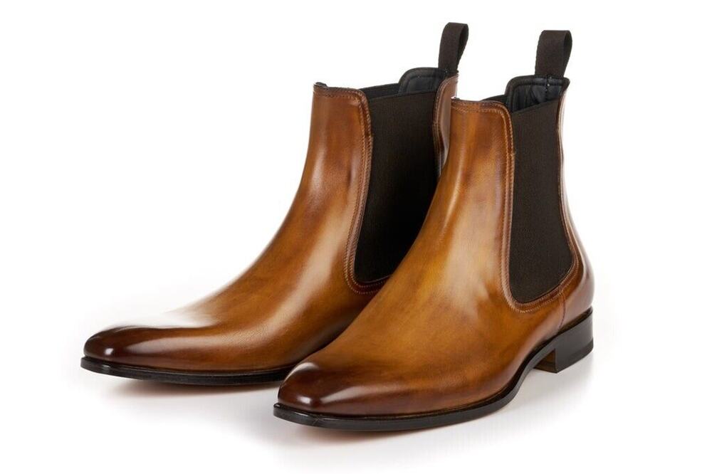 Jo Ghost Dean Chelsea Boots Mens 11 US / 44.5 EU Brown Burnished Leather Italy
